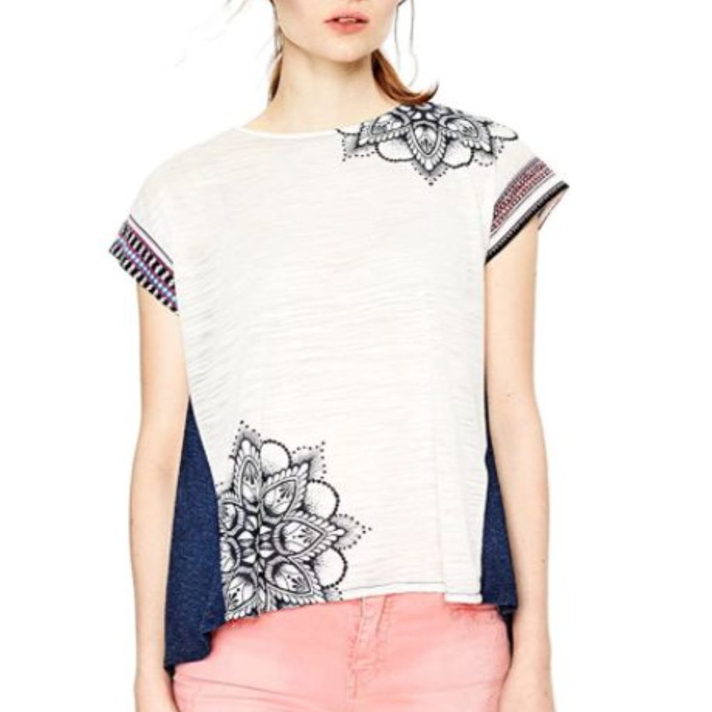 Desigual navy gray short sleeves top
